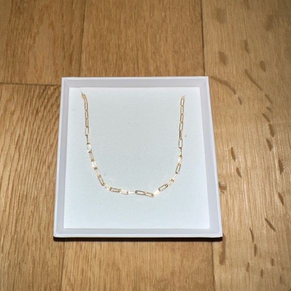 Argento Vivo Gold Thin Paperclip Chain Necklace NWB - Picture 9 of 9